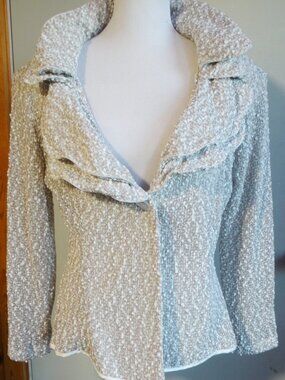 NEW COURAGE b France Blazer Size XL Ivory/Cream, ruffled adjustable collar $365